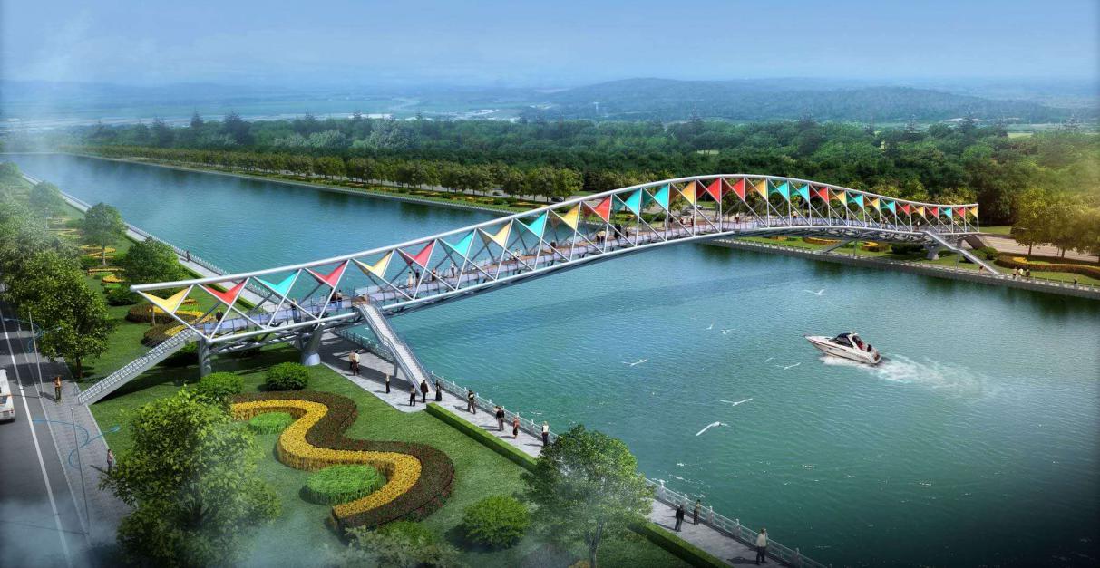 山西建投四建集團建成國內(nèi)現(xiàn)有跨度最大的人行景觀橋